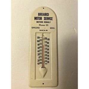 Vintage Briard Motor Service Metal Thermometer